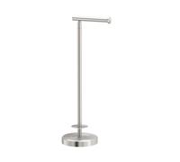 Gatco 1448SN Latitude II Freestanding Toilet Paper Holder with Storage Satin Nickel/Stand Alone 22.25"" H Toilet Tissue Stand with Reserve Storage fo
