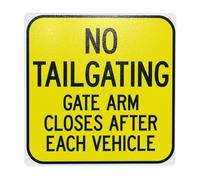 Gate Arm Closes After Each Vehicle No Tailgating Warning Sign, Gate Security Metal Signs for Home Business Outdoor Indoor Road Garage Street Wall Safety Caution Custom Decor 12 x 12 Inch