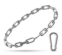 Gate Chain Lock, 23.6 Inch 304 Stainless Steel Chain Fence Gate Latch with Carabiner, Outdoor Hardware Lock Chain for Yards, Pet Cages, Horse Goat Dog Stall Barn and Fence Gates (Silver Dia 4mm-1Pc)