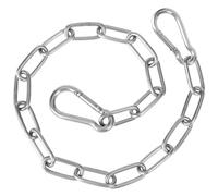 Gate Chain Lock, 57cm/22inch Stainless Steel Chain with Chain Both-Ended Carabiners Solid Coil Metal Chain for Outdoor Fences, Pet Cages, Cow Goat Horse Corral Supplies (Black)