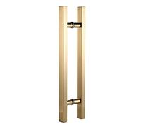 Gate Hardware Door Pull Handle,Sturdy Door Hardware Set Heavy Duty Stainless Steel Glass Door Wooden Door Handle/Golden Square Tube Door Push-Pull Handrail(600×400mm)