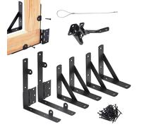 Gate Hardware Kit - Gates Corner Brace, Latch Bracket Set | Shed Lock, Door Support | Heavy-Duty Hardwares for Driveway Pool Garden Deck Corral Home Outdoor Fencing Installation