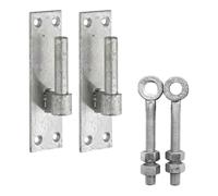 Gate Hinge Pin Bracket 12mm/16mm + Adjustable Eye Bolts 100/150mm Galvanised Pair for Hook & Bands Hinges (19mm PIN + 100mm Eye)