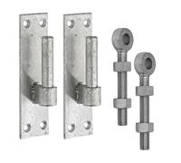 Gate Hinge Pin Bracket 12mm/16mm + Adjustable Eye Bolts 100/150mm Galvanised Pair for Hook & Bands Hinges (19mm PIN + 150mm Eye)