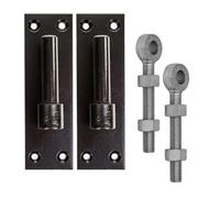 Gate Hinge Pin Bracket Black 12mm/16mm/19mm + Adjustable Eye Bolts 100/150mm Pair for Hook & Bands Hinges Gates and Doors (12mm PIN + 150mm Eye)