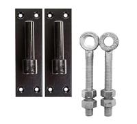 Gate Hinge Pin Bracket Black 12mm/16mm/19mm + Adjustable Eye Bolts 100/150mm Pair for Hook & Bands Hinges Gates and Doors (12mm PIN + 100mm Eye)