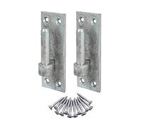 Gate Hinge Pin On Rectangular Plate Bracket 115 x 40mm 12mm Diameter Pin Hot Dip Galvanised - Pack of 2