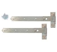 Gate Hinges Hook and Band 16" 400mm Cranked Galvanised Heavy Duty - Sold in Pairs
