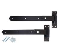 Gate Hinges Hook and Band 30" 750mm Cranked Black Heavy Duty - Sold in Pairs