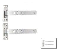 Gate Hinges Straight 250mm 10"" 2 Galvenised Heavy Duty Hook and Band Hinges