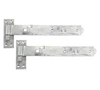 Gate Hinges Straight 400mm 16" 2 Galvenised Heavy Duty Hook and Band Hinges