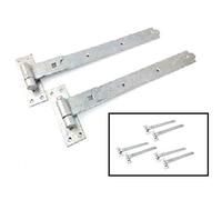 Gate Hinges Straight 400mm 16" 6 Galvenised Heavy Duty Hook and Band Hinges