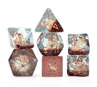 Gate Keeper Games and Dice: Inclusion Dice: Puppy Dice - 7pc RPG Set, Tan Puppy in Clear Resin w/ Brown Glitter, 7 Resin Dice for Role Playing Games