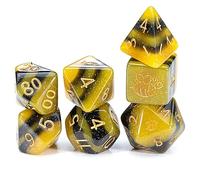 Gate Keeper Games & Dice: Sui Generis Dice - Electric Bumble Bee - Black & Yellow - 7 Piece Resin Polyhedral Dice Set, Role Playing Game Accessory