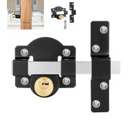 Gate Lock 50mm Long Throw, Double Sided Locking Mortise Deadbolt for Wooden Gates, Garden Doors, Sheds, Stainless Steel, Anti-Theft, Supplied 5 Keys