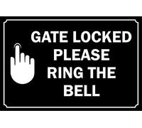 Gate locked please ring the bell sign - Self adhesive sticker (300mm x 200mm)