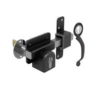 Gate Mate Long Throw Gate Lock, Euro Profile Keyed Both Sides Gate Lock for Sheds, Gates & Garage Doors, 316 Stainless Steel, for Wooden Gates & Doors Up to 2¾” inch Thick (70mm), Black, 5 Keys