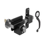 Gate Mate Long Throw Gate Lock for Sheds, Gates & Garage Doors, Keyed Outside & Inside Thumb Turn, 316 Stainless Steel, for Wooden Gates & Doors Up to 70mm (2¾”), 5 Keys with Black Handle