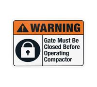 Gate Must Be Closed Before Operating Compactor Metal Warning Sign with Easy Install for Indoor Outdoor Security, Business Office Home Garden Street Decor 30 x 20 cm
