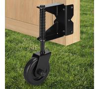 Gate Wheel Spring Loaded Gate Caster for Wooden Gate PVC Fence, Heavy Duty Rubber Gate Helper Wheel with 360 Degree Universal Mount Plate for Metal gate, Yard Fence, Black