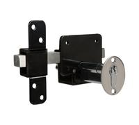 Gatemate Black Stainless Steel Euro Single Locking Long Throw Barrel Gate Bolt, (L)87mm (Bl)50mm