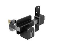 GateMate Long Throw Gate Lock 1490086, Euro Profile Keyed Both Sides Gate Lock for Sheds, Gates & Garage Doors, 316 Stainless Steel, for Wooden Gates & Doors Up to 2” Thick (50mm), Black, 5 Keys