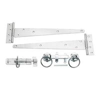 Gatepack B 450mm (18") - Medium Tee Hinges 450mm, Medium Brenton Padbolt 150mm & Plain Ring Handle Gate Latch 150mm - Galvanised