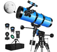 Gaterda 150EQ Professional Telescope for Adults for Astronomy, 150 mm Aperture, Carbon Fibre Reflector Telescope with EQ Mount, Precise Slow Motion Control, Moon Filter and Portable Transpo