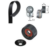 Gates Aux Belt Kit (V-Ribbed Belt + Tensioner + Idler) fits Man Lion´S City