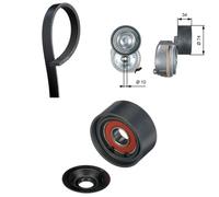 Gates Aux Belt Kit (V-Ribbed Belt + Tensioner + Idler) fits Man Tgl I 2005-2022