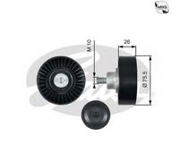 GATES T36455 Deflection / Guide Pulley, v-ribbed belt