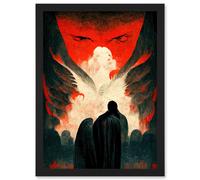 Gates Of Hell Devil Satan Lucifer Evil Artwork Framed Wall Art Print A4 Artery8 Black One Size