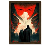 Gates Of Hell Devil Satan Lucifer Evil Artwork Framed Wall Art Print A4 Artery8 Brown One Size