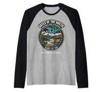 Gates of the Arctic National Park Alaska Bear Aurora Badge Raglan Baseball Tee