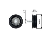 Gates T36490 V-Ribbed Belt Deflection/Guide Pulley Fits Mercedes Nissan Renault