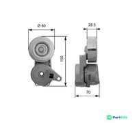 GATES V-RIBBED BELT BELT TENSIONER T38413 FOR MITSUBISHI