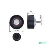 GATES V-RIBBED BELT DEFLECTION/GUIDE PULLEY T36384 FOR AUDI PORSCHE VW