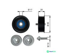 GATES V-RIBBED BELT DEFLECTION/GUIDE PULLEY T36765 FOR MERCEDES-BENZ