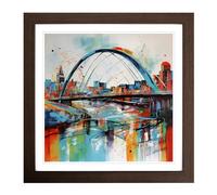 Gateshead Millennium Bridge Expressionism Framed Wall Art Print, Ready to Hang Picture for Living Room Bedroom Home Office, Walnut 18 x 18 Inch (45 x 45 cm)