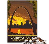 Gateway Arch Sunset Jigsaw Puzzles for Adults 1000 Pieces,Challenging Game And Family Play for Is Ideal As A Gift for The Whole Family (38x52cm)