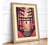 Gateway to Light Japandi Framed Wall Art Print A2 (59.4×42cm) Oak, Wall Decor for Living Room, Bedroom, Office & Home, Ready to Hang, Art Gift