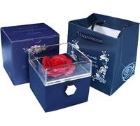 GATG Luxury Rose Box with Preserved Everlasting Rose, Perfect for Valentine's Day and Anniversaries (Blue)