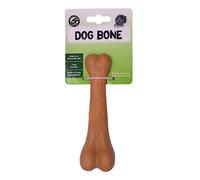 GATG small tough and durable chew and teething bone shaped dog toy for all medium and large dogs made of tough wood fibre material, Beef/Bacon flavoured and scented (Bacon, Medium)