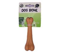 GATG small tough and durable chew and teething bone shaped dog toy for all medium and large dogs made of tough wood fibre material, Beef/Bacon flavoured and scented (Bacon, Small)