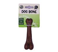 GATG small tough and durable chew and teething bone shaped dog toy for all medium and large dogs made of tough wood fibre material, Beef/Bacon flavoured and scented (Beef, Small)