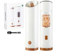 GATGOODS Gravity Electric Salt and Pepper Grinder Set, Adjustable Coarseness, Warm LED Light, One-handed Automatic Operation, Battery Powered, White, Electric Pepper Mills