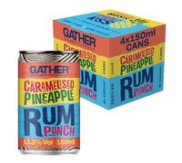 GATHER Caramelised Pineapple Rum Punch | 4 x150ml Canned Cocktails | Sweet Pineapple, Caramel Syrup, Rich Rum | 13.3% ABV | Vegan and Allergen Free | Cocktail pack