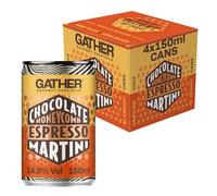 GATHER Chocolate Honeycomb Espresso Martini | 4 x150ml Canned Cocktails | 14.9% ABV | Rich Chocolate, Sweet Honeycomb, Bold Coffee Premium vodka | Vegan and Allergen Free | Cocktail Pack