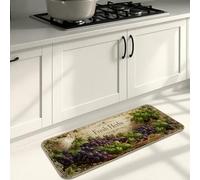 Gather & Cook Kitchen Mats for Floor, Vintage Herb and Grape Pattern Soft Mats, Spring Cushioned Comfort Washable Decor Rugs for Kitchen Sinks Laundryroom Bathroom 16x47 Inch