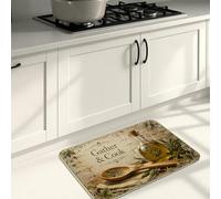 Gather & Cook Kitchen Mats for Floor, Vintage Herb and Grape Pattern Soft Mats, Spring Cushioned Comfort Washable Decor Rugs for Kitchen Sinks Laundryroom Bathroom 20x31 Inch